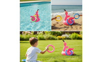 Floating Inflatable Flamingo Hoop Toss Game Lightweight Flamingo Hoop Toss Game Portable Sturdy for Families
