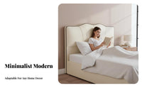 Upholstered Floor-Standing Backboard Creamy aesthetic Headboard Slim outline Bed Backrest for Parents, Homeowners, Apartment, Guest Room