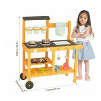 Wooden Mud Play Kitchen Stand Grill Section Backyard Cooking Set Wood