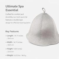 Embroidered Mesh Sauna Cap, Steam Bath Hat, Room, Prevents Hair Flattening, Customizable Steam Room Cap, Sauna Hat for Spa