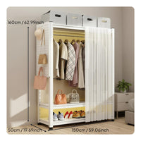 Large Capacity Garment Rack with Pegboard Sturdy Metal Frame Clothes Rack with Shelves Freestanding Closet System for Bedroom