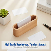 Walnut Wood Business Card Holder, Creative Desktop Organizer, Large Capacity, Office Reception Display Case