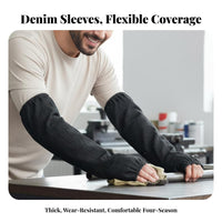 2 Pieces Wear-Resistant Denim Oversleeves Thickened Material Elastic Cuff Arm Protectors Long-Lasting for Welders, Workers, Metal Joining