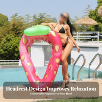 Foldable Strawberry Pool Inflatable Lounger Large Size Strawberry Shaped Lounger Photo Prop for Adults, Women, Summer Vacation, Beach, Ocean
