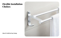 Rust-Proof Double Bar Towel Hanger Waterproof Double Bar Wall Mount Includes Hooks Bathroom Fixture Space-Saving for Homeowners, Families, DIY Enthusiasts, Restroom, Hotel, Laundry Room, Kitchen