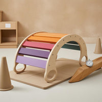 Wooden Climber Rockers Rounded Finish Slatted Rocking Curvedin-1 Arched Climbing Bridge for Playroom