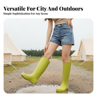 Women's Rubber Boots Non-Slip Knee-High Rain Boots Korean Design for Students, Rainy Days, Commuting, Gardening