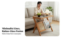 Minimalist design C-Shaped Sofa Table Japanese Aesthetic C-Shaped Tray Table Space-Saving Living Room Furniture Multi-Purpose for Apartment Dwellers, Homeowners, Home Workers, Bedroom, Balcony, Small Spaces