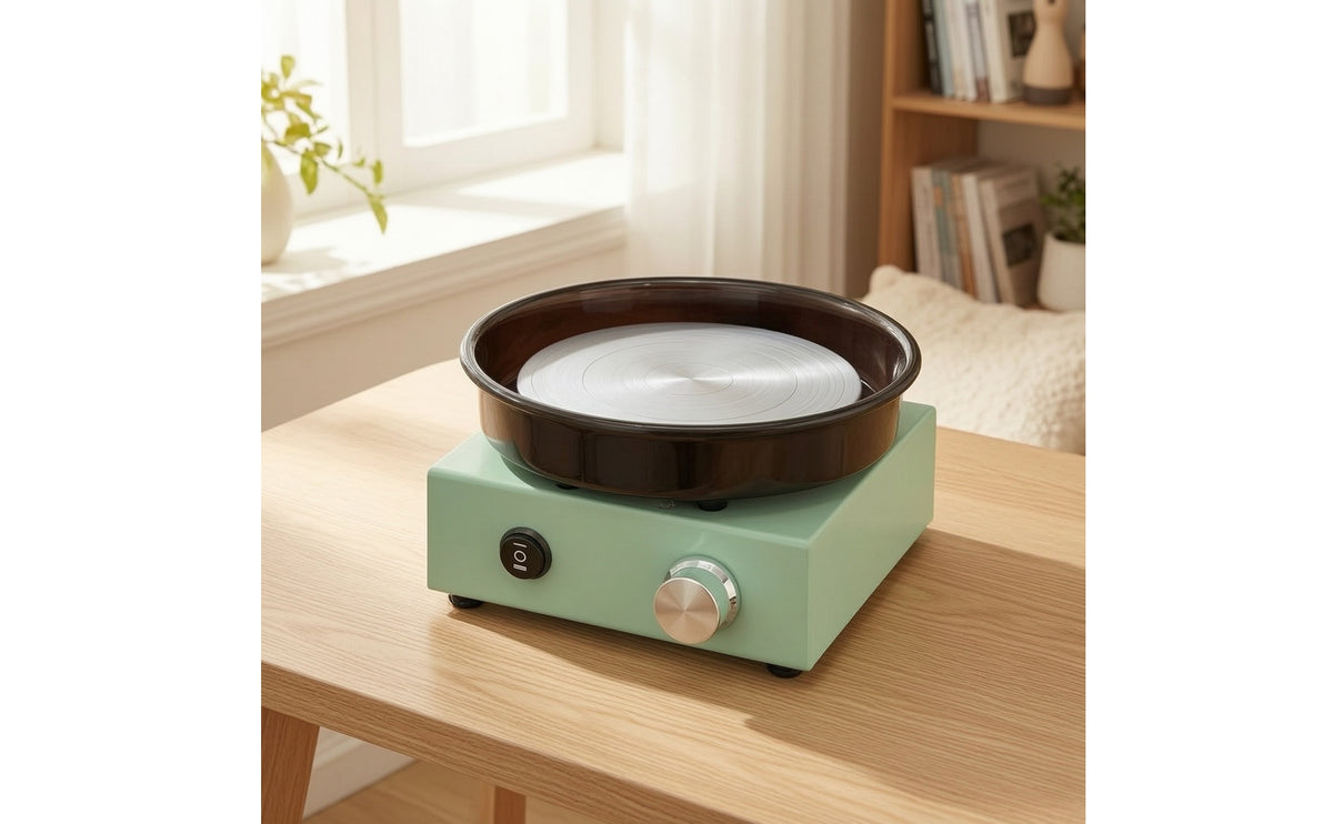 Tabletop Pottery Wheel Beginner-Friendly Pottery Wheel with Spatter Tray Detachable Machinery for Kids, Crafting