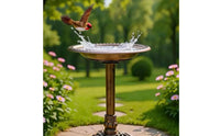 Easy to Clean Bird Bath Bowl Stable Base Bird Bath Feeder Combo Heavy Duty Feeding Station Antique Design for Yard