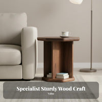 dual-level Corner Stand Song era Aesthetic 2-Tier Side Table solid Wood Construction Round and Square Top choices for Entryway