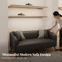 Space-Saving space-efficient Two-Seater Sofa Minimalist Design Loveseat durable Wood Legs Couch for Apartment Dwellers, Shop Owners, duos, Small Spaces, Living Room, Bedroom, Reception Area