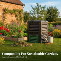 Outdoor Compost Bin Large Capacity Garden Waste Composter 300L Compost Container for Gardeners, Homeowners, Yard, Backyard