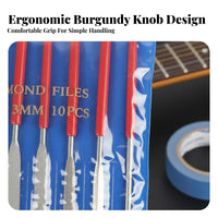10 Pieces Multi-Functional Guitar Fret Polishing Files Includes Storage Pouch Guitar Nut File Set Comfortable Grip for Workshop, Home Studio