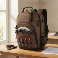 Multi-Pocket Tool Backpack Padded Tool Bag Backpack Long-Lasting Work Pack Adjustable for Electricians, Technicians, Job Site