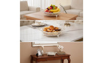 Fruit Bowl with Handles Ornate Decorative Serving Platter Embossed Serving Tray with Handles for Hosts, Home Stylists, Coffee Table, Living Room
