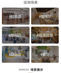 侘寂风奶茶店咖啡厅卡座沙发甜品店蛋糕烘焙店休息区洽谈桌椅直销 米白色卡座