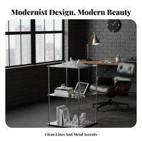 Rust Resistant Bauhaus Design Display Rack Easy Assembly Stainless Steel Shelving Unit Multi-Tier Metal Shelf for Collectors, Living Room, Bedroom, Study, Office