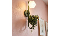 Plant Holder Design Glass Ball Wall Lamp Modern Minimalist Aesthetic Wall Sconce with Planter Easy Installation Indoor Lighting Compact Size for Hallway, Staircase, Bedside, Living Room