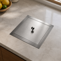 Built-in Flush Trash Can Lid, Round Drop-in Countertop Waste Disposal Grommet, Stainless Steel for Commercial Cafe Counter