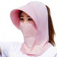 Ponytail Opening Ice Silk Sun Protection Cap Breathable Sun Protection Hood Mask Quick-Drying Safeguarding Headwear for Women, Cycling, Hiking, Outdoor, Gardening