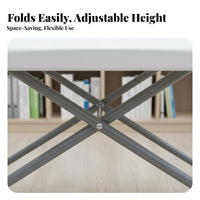 Multi-Purpose Adjustable Height Folding Table No Assembly Required Portable Laptop Desk Easy to Clean Small Space Foldable Table Rounded Corners for Students, Telecommuting Workers, Home Office, Bedroom, Dorm Room, Outdoor