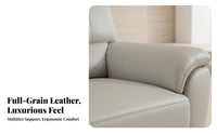 Upholstered 2-Seater Couch Genuine Leather Minimalist Settee Small Space Solution Sofa for Families, Homeowners, Apartment, Lounge Area, Bedroom