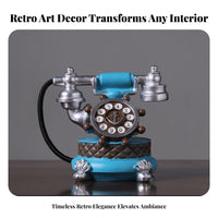 Coiled Cord Vintage Rotary Phone Alarm Clock Freestanding Retro Telephone Desk Clock Tabletop Home Decor Compact for Study, Cafe, Restaurant, Clothing Shop