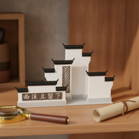 Chinese Style 3D Printed Ancient Architecture Micro Landscape Ornament for Aquariums and Bonsai
