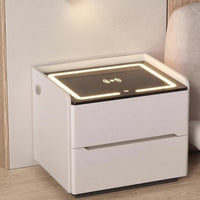 Modern Design Smart Nightstand two Storage Drawers Illuminated Charging Stand Ample Drawer Space Bedside Table Adjustable light-emitting diode Lights for Homeowners, technology aficionados, Students, Home, Apartment, Dorm Room