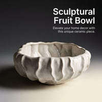 Large Fruit Bowl for Coffee Table and Dining with Glazed Ceramic Finish, Decorative Serving Tray for Kitchen and Room Decor