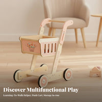 Wooden Push Push Cart Wooden Shopping Cart Slotted Panels Rounded Edges