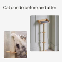 Wall-Mounted Cat Tree with Sisal Scratching Post