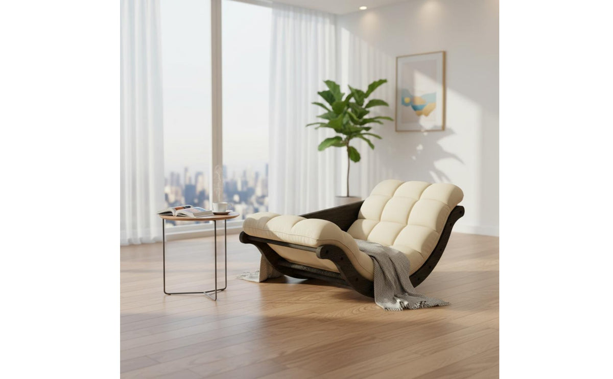 S-Curve Support Banana Shaped Lounge Chair Integrated Footrest Modern Rocking Lounger Sturdy Frame Modern Chaise Lounge Rocker Breathable Upholstery for Reading Nook
