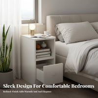 Space-Saving Slim End Table Narrow contour Nightstand Modern Design Bedroom Furniture Multitiered Shelving for Apartment Dwellers, Students, residents, Bedside, Small areas, Dorm Room