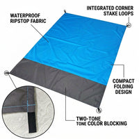Picnic Blanket and Waterproof Mat for Beach Camping, 140*200cm 210t Polyester Camping Mat with Corner Loops, 335g Portable Blanket for Hiking