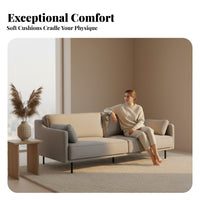 Nordic design3Seater textile Sofa Small Space suitable Upholstered Multi-Seater Couch Minimalist design living Room Seating Latex Filling for Apartment Dwellers, Guesthouse Owners, property owners, Lounge Area, Office, Bedroom