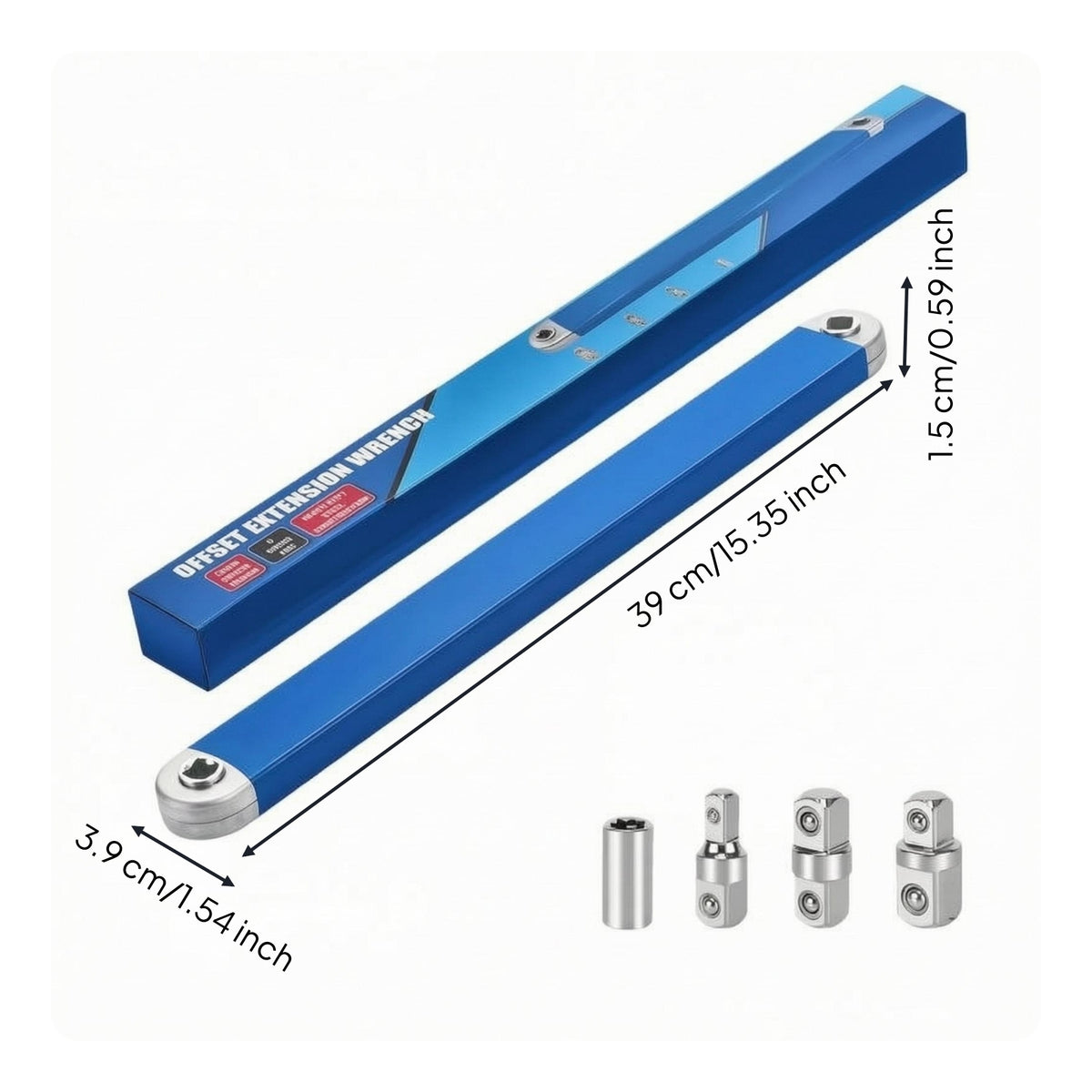 Angled Use Extension Wrench Adapter Pieces Offset Wrench Metal Body Multiple Adapters Glossy Finish