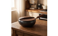 Cast Iron Wok with Wooden Lid Heat Retention Wok with Wooden Lid Even Heating Cookware for Stovetop