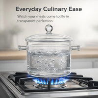 Glass Cooking Pots with Lid, High Borosilicate Glass Stockpot, Double Ear Handles, Universal Stovetop Compatible, Modern Minimalist Design
