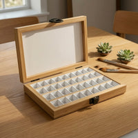 Natural Bamboo Storage Box with Latch Divided Bamboo Box with Lid Hinged Compartment Organizer Compact for Artists, Desktop