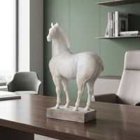Minimalist Horse Sculpture with Pedestal Elegant Horse Figurine Smooth Decor Timeless for Living Room
