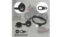 Motorcycle USB Charging Socket Compact Charging Port with Shielded Cap Weather-Resistant Motorcycle with Voltmeter for Long-Distance Riders
