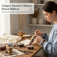Embroidered Floral Jacquard Ribbon Trim for Hanfu Doll Clothes DIY Crafts