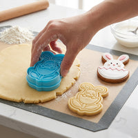4 Piece Easter Cookie Cutters, 3D Plunger Biscuit Moulds Set with Bunny Chick Egg Shapes, Plastic Baking Stamps for DIY Fondant, Pastry & Kids Craft