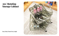 Nordic aesthetic Transparent Rotating Organizer Movable on casters Bedside Table Modern Design Storage Cabinet Multi-Functional for Homeowners, Office Workers, Dressing Area, Small Spaces, Living Room, Bathroom