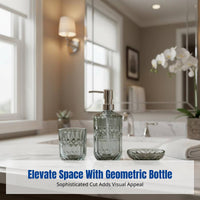 Crystal Cut Glass Press Pump Bottle, Bathroom Soap, Shampoo, Lotion, Hotel, Multi-Color
