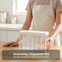 6 Pieces Moisture-Proof Plastic Seasoning Box Set with Tray Sealed Lids Clear Seasoning Container Set Includes Holder for Pantry, Cabinet