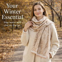 Faux Cashmere Scarf for Women Winter, Oversized Long Shawl with Cashew Pattern, Soft Warm Scarves for Ladies Cold Weather, 25.6x72.8 Inch