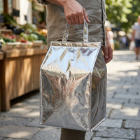 Travel Bag and Cool Bag for Food Storage, Thickened Laminated Film Picnic Bag with Hook and Loop, Large Capacity Delivery Bag, Food Bag Men